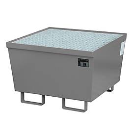 Auffangwanne BAUER AM-1, mit Gitterrost, Stahl, 215 l, B 800 x T 800 x H 545 mm, grau