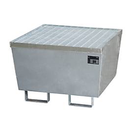 Auffangwanne BAUER AM-1, mit Gitterrost, Stahl, 215 l, B 800 x T 800 x H 545 mm, verzinkt