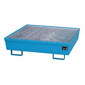 Auffangwanne BAUER AM-4/A, mit Gitterrost, Stahl, 245 l, B 1200 x T 1200 x H 335 mm, blau