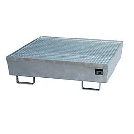 Auffangwanne BAUER AM-4/A, mit Gitterrost, Stahl, 245 l, B 1200 x T 1200 x H 335 mm, verzinkt
