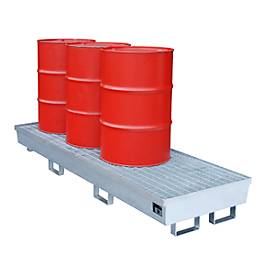 Auffangwanne BAUER AM-4/B, mit Gitterrost, Stahl, 233 l, B 2400 x T 800 x H 285 mm, verzinkt