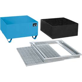Auffangwanne BAUER AW-1/PE, mit Gitterrost, 200 l, B 815 x T 815 x H 470 mm, blau