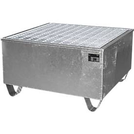 Auffangwanne BAUER AW-1/PE, mit Gitterrost, 200 l, B 815 x T 815 x H 470 mm, verzinkt
