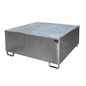 Auffangwanne BAUER AW 1000/PE mit Gitterrost, 1000 l IBC, B 1475 x T 1475 x H 625 mm, verzinkt