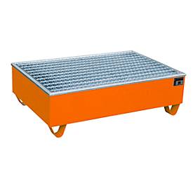 Auffangwanne BAUER AW-2/PE mit Gitterrost, 210 l, B 1215 x T 815 x H 365 mm, orange