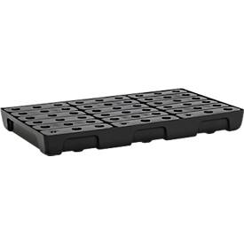 Auffangwanne für Kleingebinde CEMO 10/6, Volumen 33 l, für Regalfachmaß 1000 x 600 mm, mit Gitterrost, mit Zulassung, stapelbar, Polyethylen, schwarz