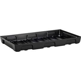 Auffangwanne für Kleingebinde CEMO 10/6, Volumen 33 l, für Regalfachmaß 1000 x 600 mm, ohne Gitterost, mit Zulassung, stapelbar, Polyethylen, schwarz