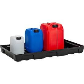 Auffangwanne für Kleingebinde CEMO 10/6, Volumen 33 l, für Regalfachmaß 1000 x 600 mm, ohne Gitterost, mit Zulassung, stapelbar, Polyethylen, schwarz