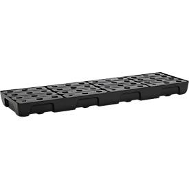 Auffangwanne für Kleingebinde CEMO 13/4, Volumen 28 l, für Regalfachmaß 1300 x 400 mm, mit Gitterrost, mit Zulassung, stapelbar, Polyethylen, schwarz