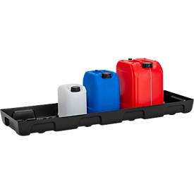 Auffangwanne für Kleingebinde CEMO 13/4, Volumen 28 l, für Regalfachmaß 1300 x 400 mm, ohne Gitterrost, mit Zulassung, stapelbar, Polyethylen, schwarz