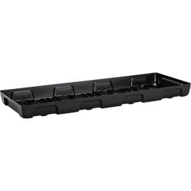 Auffangwanne für Kleingebinde CEMO 13/5, Volumen 36 l, für Regalfachmaß 1300 x 500 mm, ohne Gitterrost, mit Zulassung, stapelbar, Polyethylen, schwarz