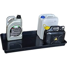 Auffangwanne für Kleingebinde, Volumen 12 l, stapelbar, B 400 x L 790 x H 50 mm, Polyethylen, schwarz
