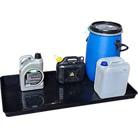 Auffangwanne für Kleingebinde, Volumen 20 l, stapelbar, B 550 x L 1100 x H 50 mm, Polyethylen, schwarz
