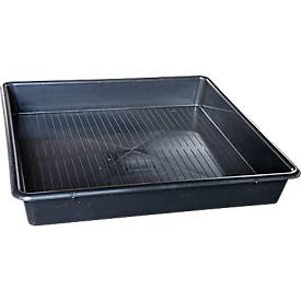 Auffangwanne für Kleingebinde, Volumen 77 l, stapelbar, B 800 x L 800 x H 120 mm, Polyethylen, schwarz