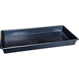 Auffangwanne für Kleingebinde, Volumen 86 l, stapelbar, B 600 x L 1200 x H 120 mm, Polyethylen, schwarz