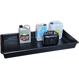 Auffangwanne für Kleingebinde, Volumen 86 l, stapelbar, B 600 x L 1200 x H 120 mm, Polyethylen, schwarz