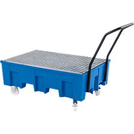 Auffangwanne PE, fahrbar, für 2 x 200 l Fass
