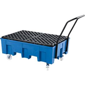 Auffangwanne PE, fahrbar, für 2 x 200 l Fass