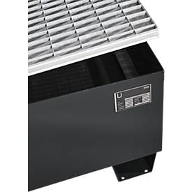 Auffangwanne Schäfer Shop Pure 1000-2, mit verzinktem Gitterrost, L 2650 x B 1300 x H 435 mm, unterfahrbar, Stahl, anthrazit RAL 7016