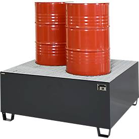 Auffangwanne Schäfer Shop Pure 1000, mit verzinktem Gitterrost, L 1460 x B 1460 x H 630 mm, unterfahrbar, Stahl, anthrazit RAL 7016