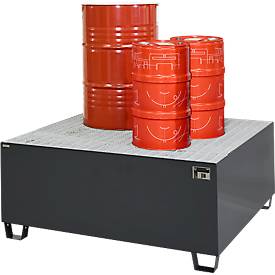 Auffangwanne Schäfer Shop Pure 1000, mit verzinktem Gitterrost, L 1460 x B 1460 x H 630 mm, unterfahrbar, Stahl, anthrazit RAL 7016