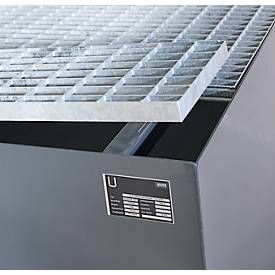 Auffangwanne Schäfer Shop Pure 1000, mit verzinktem Gitterrost, L 1460 x B 1460 x H 630 mm, unterfahrbar, Stahl, anthrazit RAL 7016