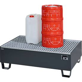 Auffangwanne Schäfer Shop Pure 2/200, mit verzinktem Gitterrost, L 1200 x B 800 x H 365 mm, unterfahrbar, Stahl, anthrazit RAL 7016