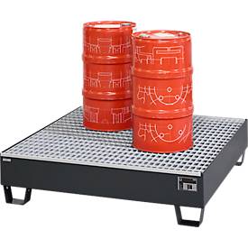 Auffangwanne Schäfer Shop Pure 4/200, mit verzinktem Gitterrost, L 1200 x B 1200 x H 290 mm, unterfahrbar, Stahl, anthrazit RAL 7016