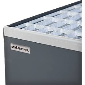 Auffangwanne Schäfer Shop Pure 4/200, mit verzinktem Gitterrost, L 1200 x B 1200 x H 290 mm, unterfahrbar, Stahl, anthrazit RAL 7016