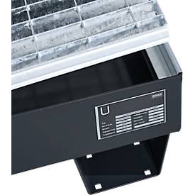 Auffangwanne Schäfer Shop Pure 60-3/M, für 6 x 60 Liter Fässer, mit verzinktem Gitterrost, L 1300 x B 800 x T 205 mm, unterfahrbar, Stahl, anthrazit RAL 7016