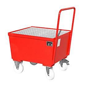 Auffangwanne Typ AW-F1, fahrbar, rot RAL3000