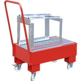 Auffangwanne, Typ AW60-1 SRF, fahrbar, rot RAL3000