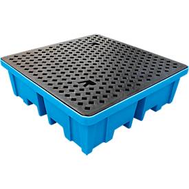 Auffangwanne, wahlweise für 2 oder 4 x 200 L Fässer, mit 4-Wege-FLT Zugang