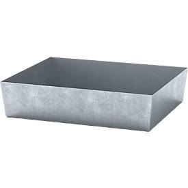 Auffwangwanne ASECOS, Stahl, 60 l Auffangvolumen, B 635 x T 785 x H 178 mm, verzinkt