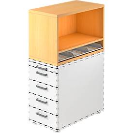 Aufsatzregal , für Standcontainer, 1 Fachboden, Ahorn-Dekor