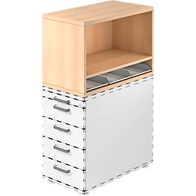 Aufsatzregal , für Standcontainer, 1 Fachboden, Eiche-Dekor