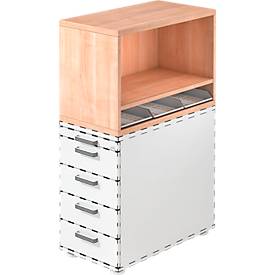 Aufsatzregal , für Standcontainer, 1 Fachboden, Nußbaum-Dekor