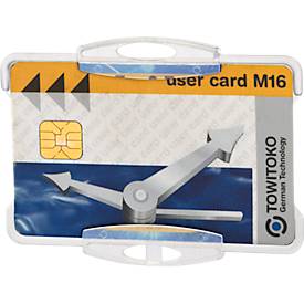 Ausweishalter Durable, für 1 Karte im Hoch-/Querformat, mit Befestigungslaschen, B 92 x H 70 mm, Polystyrol, transparent, 10 Stück