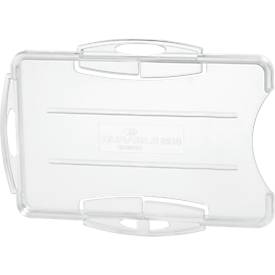 Ausweishalter Durable, für 2 Karten im Hoch-/Querformat, mit Befestigungslaschen, B 95 x H 70 mm, Polystyrol, transparent, 10 Stück
