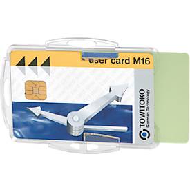 Ausweishalter Durable, für 2 Karten im Hoch-/Querformat, mit Befestigungslaschen, B 95 x H 70 mm, Polystyrol, transparent, 10 Stück