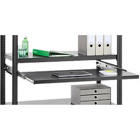 Auszugboden für ORDO Business Regalsysteme, Teleskopschienen-Vollauszug, höhenverstellbar, B 1000 x T 500 mm, Tragkraft 60 kg, tiefschwarz RAL 9005