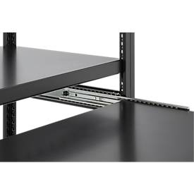 Auszugboden für ORDO Business Regalsysteme, Teleskopschienen-Vollauszug, höhenverstellbar, B 1000 x T 500 mm, Tragkraft 60 kg, tiefschwarz RAL 9005