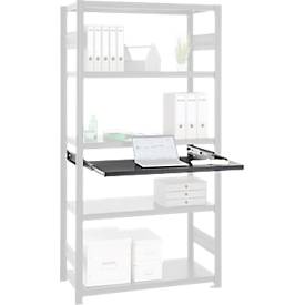 Auszugboden für ORDO Business Regalsysteme, Teleskopschienen-Vollauszug, höhenverstellbar, B 750 x T 500 mm, Tragkraft 60 kg, tiefschwarz RAL 9005