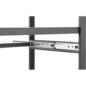 Auszugboden für ORDO Business Regalsysteme, Teleskopschienen-Vollauszug, höhenverstellbar, B 750 x T 600 mm, Tragkraft 60 kg, tiefschwarz RAL 9005