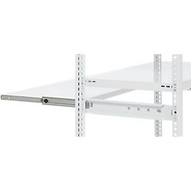 Auszugboden ORDO Professional, Teleskopschienen-Vollauszug, höhenverstellbar, Tragkraft 60 kg, B 750 mm x T 500 mm, verkehrsweiß RAL 9016