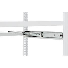 Auszugboden ORDO Professional, Teleskopschienen-Vollauszug, höhenverstellbar, Tragkraft 60 kg, B 750 mm x T 600 mm, verkehrsweiß RAL 9016