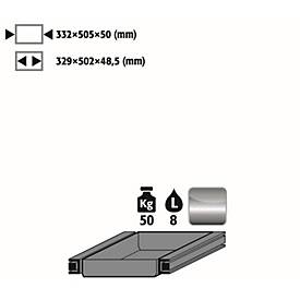 Auszugswanne Entsorgung für asecos Sicherheitsschränke der Q30, Q90, S90 und K90 Serie, Edelstahl 1.4301, B 332 x T 505 x H 50 mm, 7,5 l, bis 50 kg