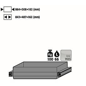 Auszugswanne Schwerlast für asecos Sicherheitsschränke der Q30, Q90 und S90 Serie, Stahlblech, lichtgrau, B 864 x T 508 x H 162 mm, 66 l, bis 100 kg