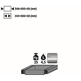 Auszugswanne Standard für asecos Sicherheitsschränke der Q30, Q90 und S90 Serie, Edelstahl 1.4301, B 348 x T 505 x H 50 mm, 4,5 l, bis 25 kg