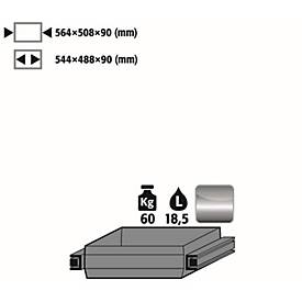 Auszugswanne Standard für asecos Sicherheitsschränke der Q30, Q90 und S90 Serie, Edelstahl 1.4301, B 564 x T 508 x H 90 mm, 19 l, bis 60 kg